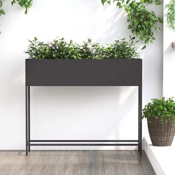 vidaXL Verhoogde Tuin Plantenbak Zwart 100 x 26 x 82 cm, Verzenden