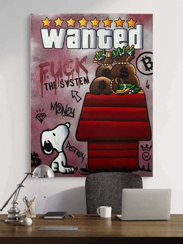 Xavier Van Walsem (1980) - Snoopy wanted bitcoin handpainted