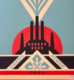 Shepard Fairey (OBEY) (1970) - Green Power Factory (Blue), Antiek en Kunst