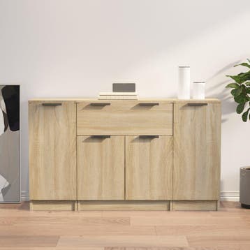 vidaXL Dressoirs 3 st bewerkt hout sonoma eiken, Verzenden