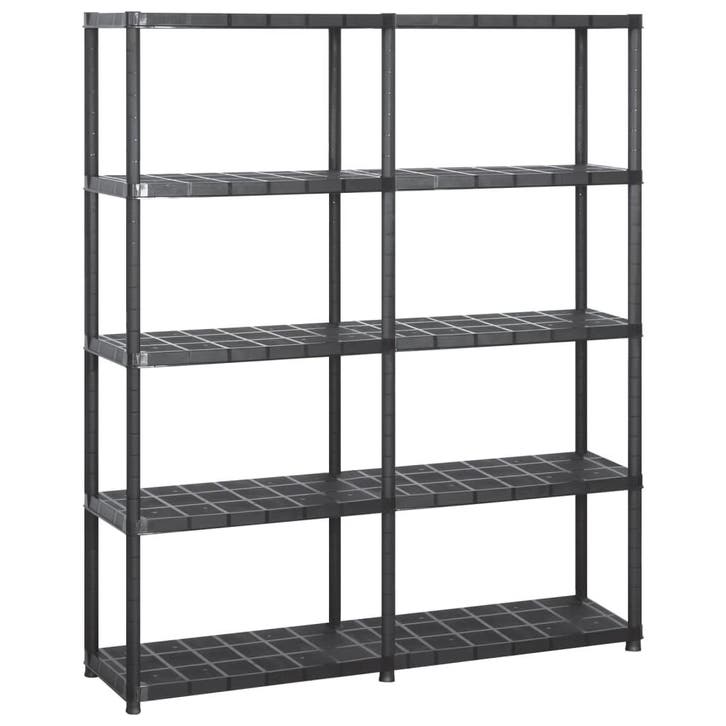 vidaXL Opbergrek 5-laags 142x38x170 cm kunststof zwart, Huis en Inrichting, Kasten | Stellingkasten, Nieuw, Verzenden