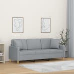 vidaXL Driezitsbank met sierkussens 180 cm stof lichtgrijs, Verzenden, Nieuw