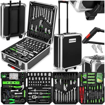 Aluminium trolley-gereedschapskoffer, 1200-delig - zwart, Verzenden, Nieuw