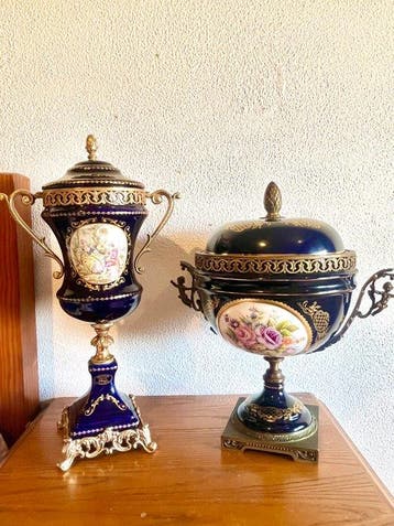 Limoges - Pot à gingembre - Porcelaine, Laiton