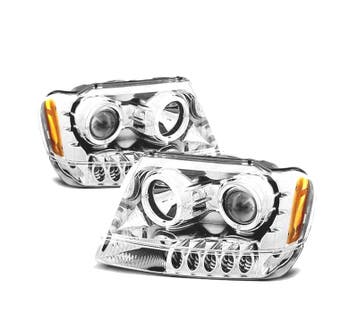 Phares Pour Jeep Grand Cherokee 99-05 Angel Eyes Chromé H3 H, Verzenden, Nieuw