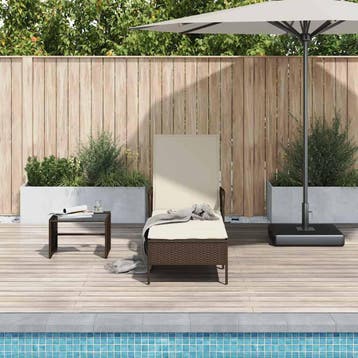 vidaXL Ligstoel poly rattan Bruin en Crème Wit, Verzenden, Nieuw