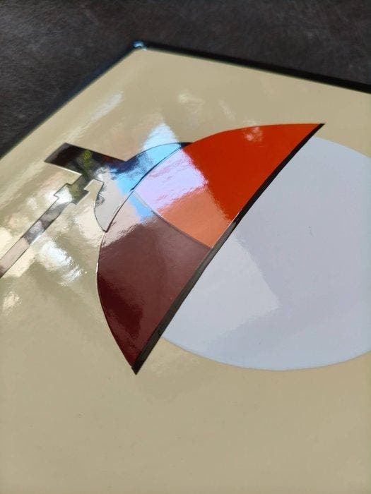 Bauhaus - enamel sign BAUHAUS Lampe W Emailschild Emaille, Antiek en Kunst, Antiek | Wandborden en Tegels