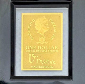 Tsjaad. 3000 Francs Vincent Van Gogh , oro 1/500 Oz (Zonder