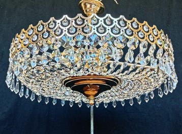 Lustre - Cristal, Bronze, Laiton - grand plafonnier à