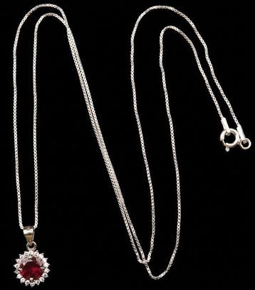 Granaat - Zilver, Le Foyer Ardent – Halsketting met Diepe