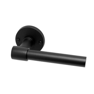 Deurklink Fermo mat zwart met ronde rozetten - voor binne..., Doe-het-zelf en Bouw, Ophalen of Verzenden, Nieuw, Koper of Messing