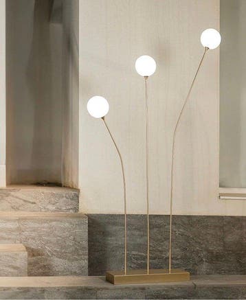 Lampadaire trépied - Métal - Lampadaire à 3 lampes boules