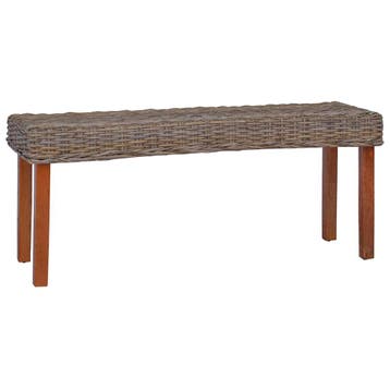 vidaXL Bankje 110 cm natuurlijk kubu rattan en massief, Huis en Inrichting, Verzenden, Nieuw