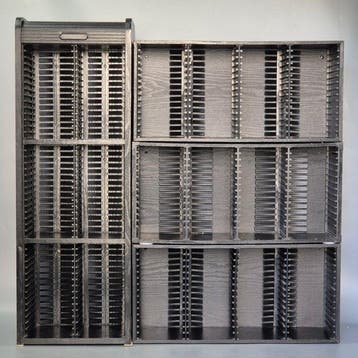 CD Regal Set 4-teilig Schwarz – Schrank mit Rollladen &