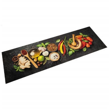 vidaXL Keukenmat wasbaar kruidenprint 60x180 cm fluweel, Verzenden