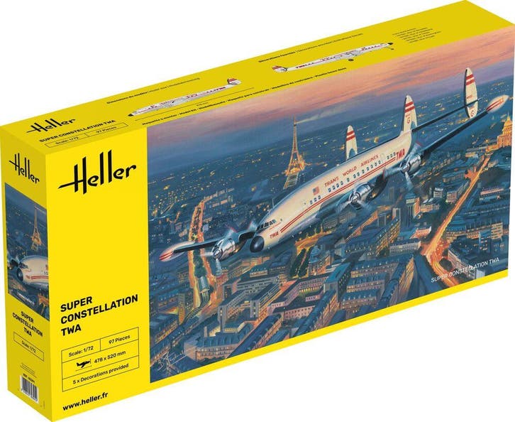 Heller 82391 Super Constellation TWA Bouwpakket Schaal 1:72, Hobby & Loisirs créatifs, Modélisme | Avions & Hélicoptères, Envoi