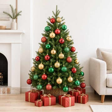vidaXL Kerstballenset 75 st Rood, goud en groen Diam. 6 cm, Verzenden, Nieuw
