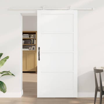 vidaXL Schuifdeur 93 x 202 cm Bewerkt hout Wit, Doe-het-zelf en Bouw, Verzenden, Nieuw