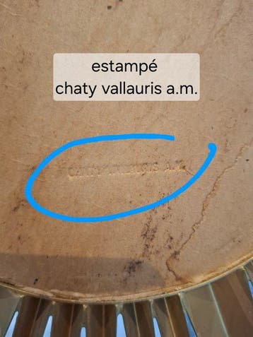 Chaty Vallauris - Spiegel- 86 cm convex - Staal -, Antiquités & Art