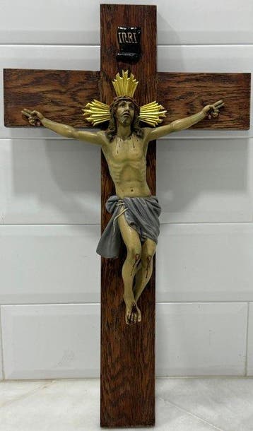 El renacimiento Olot - sculptuur, Cristo crucificado - 68 cm