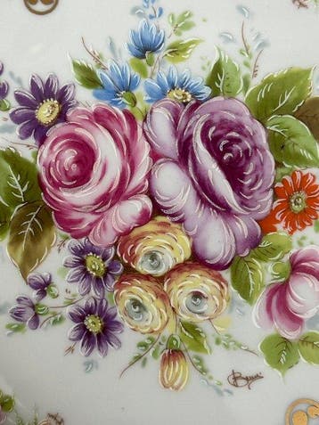 Wandbord - A Vintage Limoges Pink Ground Cabinet Plate with