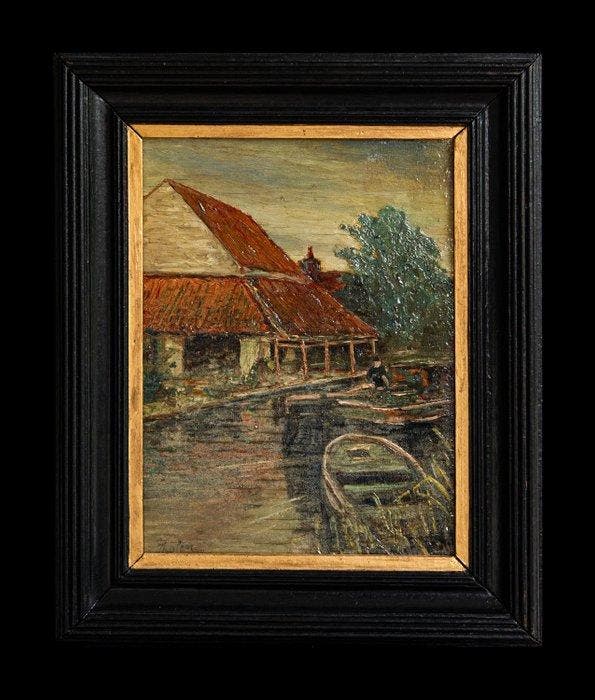 Willem Bastiaan Tholen ( 1860 – 1931 ) - Barque sur la, Antiek en Kunst, Kunst | Schilderijen | Klassiek