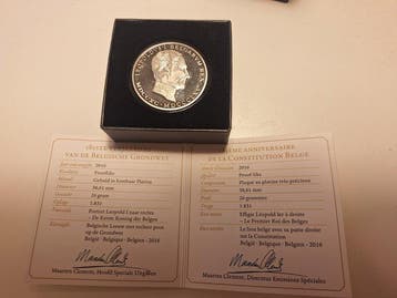 Belgique - Geplatineerde Belgische munt - Jeton commémoratif, Timbres & Monnaies