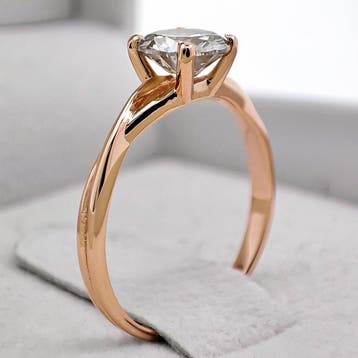 Zonder minimumprijs - Ring - 14 karaat Roségoud - 1.00ct.