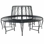 vidaXL Boom Bank Ø 160 x 89 cm Staal Zwart Rond, Verzenden, Nieuw