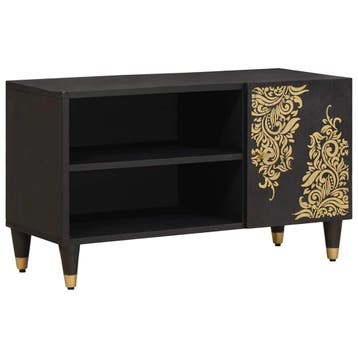 vidaXL TV Kast Zwart 80 x 33 x 46 cm Massief Mango Hout, Huis en Inrichting, Woonaccessoires | Cd- en Dvd-rekken, Verzenden, Nieuw