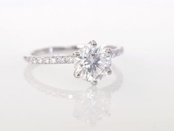 Verlovingsring - 14 karaat Witgoud - 1.26ct. tw. Diamant