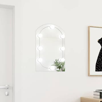vidaXL Spiegel met LED-verlichting boog 60x40 cm glas, Verzenden