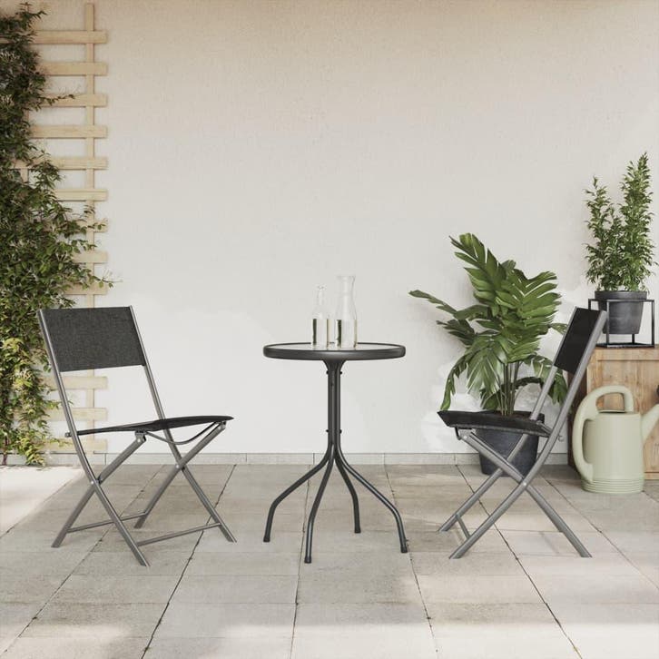 vidaXL 3-delige Tuinset staal zwart, Jardin & Terrasse, Ensembles de jardin, Envoi