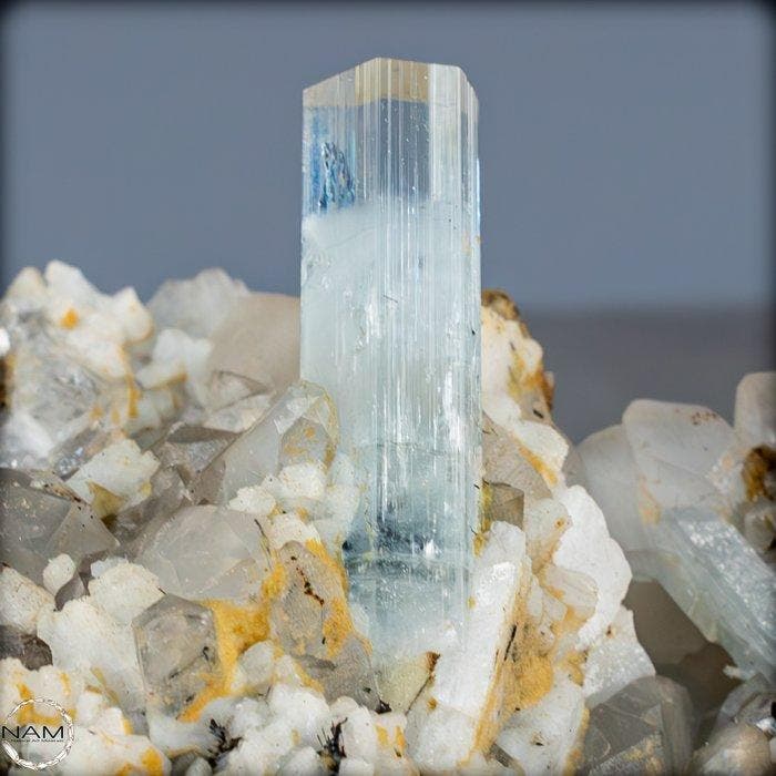 aquamarijn Kristal op matrix- 438.49 g, Collections, Minéraux & Fossiles