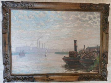 Hollandse School (XIX-XX) - impressionistisch havengezicht