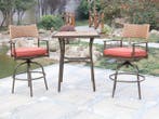 Veiling - Tuinset 3-delig - barset hoog - bruin wicker + rod, Tuin en Terras, Nieuw