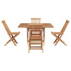 vidaXL Tuin Eettafel Set Bruin Massief Teakhout, Tuin en Terras, Verzenden, Nieuw