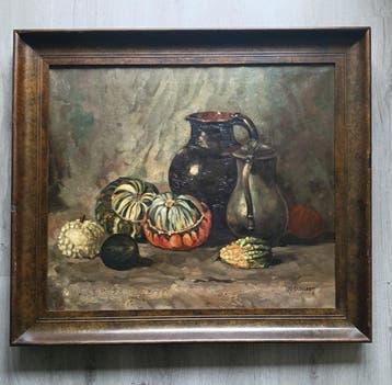 Louis van der steen (1891-1954) - Stilleven met pompoenen en