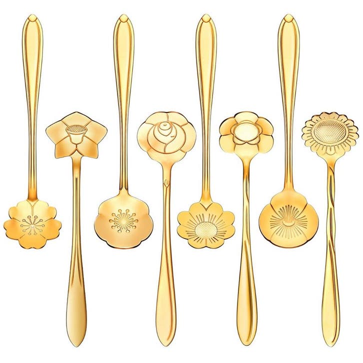 Fako Bijoux - Bloemen Lepels Set - Theelepel / Koffielepel -, Huis en Inrichting, Keuken | Bestek, Verzenden