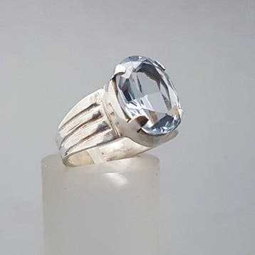 Zilver, Art Deco, Blauwe spinel (Getest) - Ring