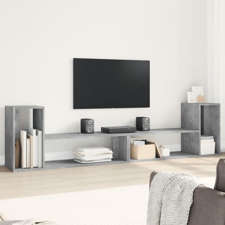 vidaXL Tv-meubelen 2 st 100x30x50 cm bewerkt hout betongrijs, Huis en Inrichting, Kasten |Televisiemeubels, Nieuw, Verzenden