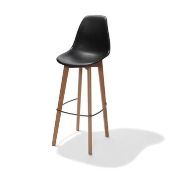 Barkruk Keeve | Rugleuning | Zwart | Hout/Kunststof |, Verzenden, Nieuw in verpakking