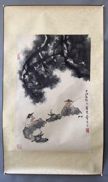 INK AND COLOR ON PAPER PAINTING COWBOY‘ - Attributed