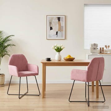 vidaXL Eetstoelen 2 st fluweel Roze 55 x 50 x 84 cm, Verzenden, Nieuw
