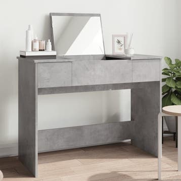 vidaXL Kaptafel met spiegel 100x45x76 cm betongrijs, Huis en Inrichting, Tafels | Kaptafels, Verzenden, Nieuw
