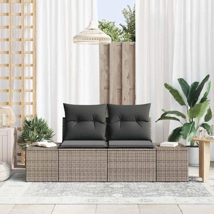 vidaXL Tuin Sofa met kussen Grijs 184 x 62 x 69 cm poly, Jardin & Terrasse, Ensembles de jardin, Envoi