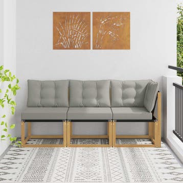 vidaXL 3 st Outdoor Midden- en Hoekbank Wit, Verzenden