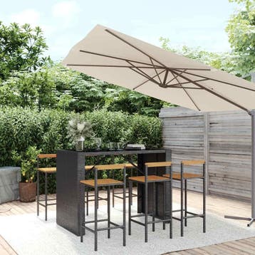 vidaXL 7-delige Tuinbarset poly rattan en massief acaciahout, Tuin en Terras, Verzenden, Nieuw