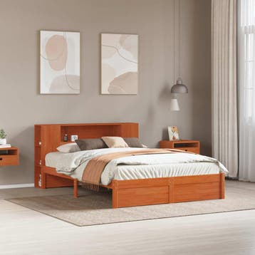 vidaXL Bedframe met Opslag Hoofdbord met opslag Wasbruin 140, Verzenden, Nieuw