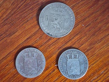Nederland. 1 Gulden, 1/2 Gulden 1862/1907 Lot 3 stuks
